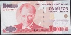 7.Emisyon 10.000.000 Lira E30 472482 Çok Temiz+