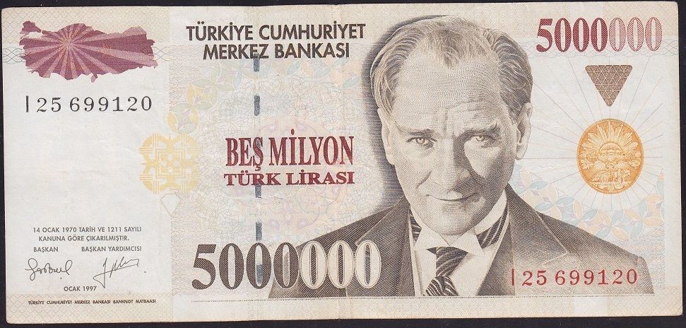 7.Emisyon 5 000 000 Lira I25 699120 Çok Temiz+