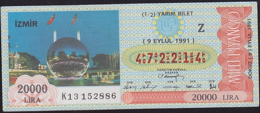 1991 9 Eylül Yarım Bilet - Z Serisi İzmir