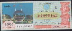 1991 9 Eylül Yarım Bilet - Z Serisi İzmir