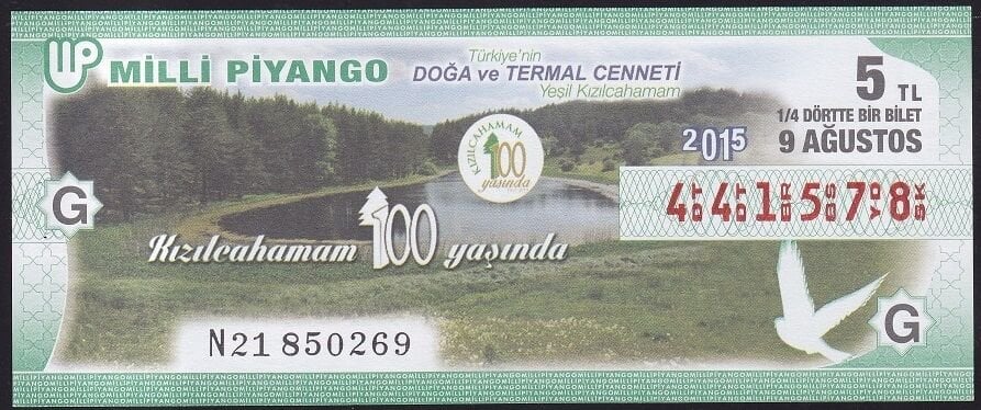 2015 9 Ağustos Çeyrek Bilet - G Serisi