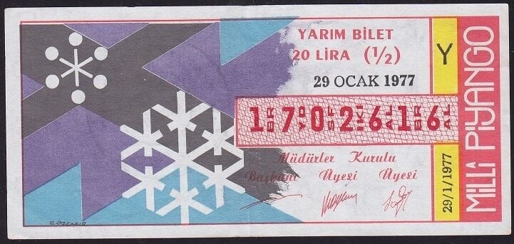 1977 29 Ocak Yarım Bilet - Y Serisi