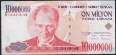 7.Emisyon 10 000 000 Lira D23 412004 Çok Temiz+