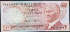 6.Emisyon 3.Tertip 20 Lira F63 528985 Çil