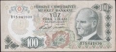 6.Emisyon 1.Tertip 100 Lira B75 047030 Çok Temiz+
