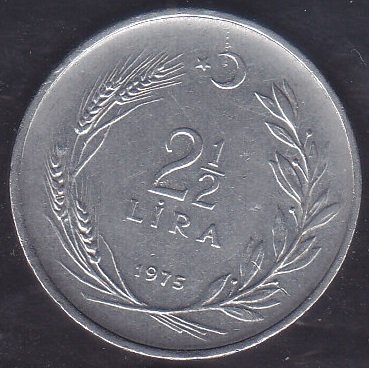 1975 Yılı 2.5 Lira Çok Çok Temiz (Düz)