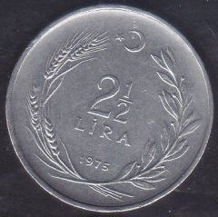 1975 Yılı 2.5 Lira Çok Çok Temiz (Düz)