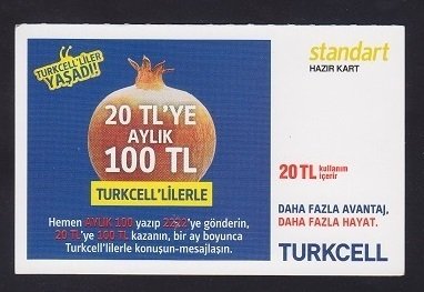 TURKCELL STANDART HAZIR KART 20 TL 2013  KONDÜSYON TEMİZ