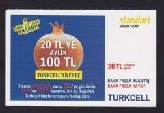 TURKCELL STANDART HAZIR KART 20 TL 2013  KONDÜSYON TEMİZ