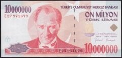 7.Emisyon 10000000 Lira E27 971679 Çok Çok Temiz+