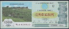 1992 19 Eylül Çeyrek Bilet - U Serisi - Diyarbakır Surları
