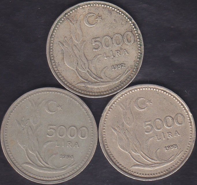 1992-1993-1994 YILI 5000 LİRA TAKIM