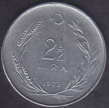 1973 Yılı 2.5 Lira Çok Temiz (Düz)