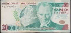 7.EMİSYON 20 000 000 LİRA A47 683823 TEMİZ