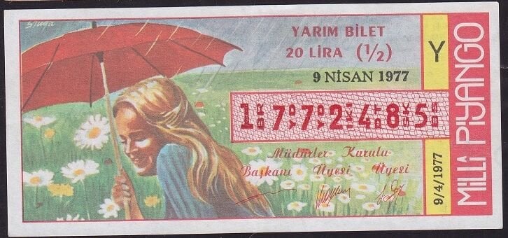 1977 9 Nisan Yarım Bilet - Y Serisi