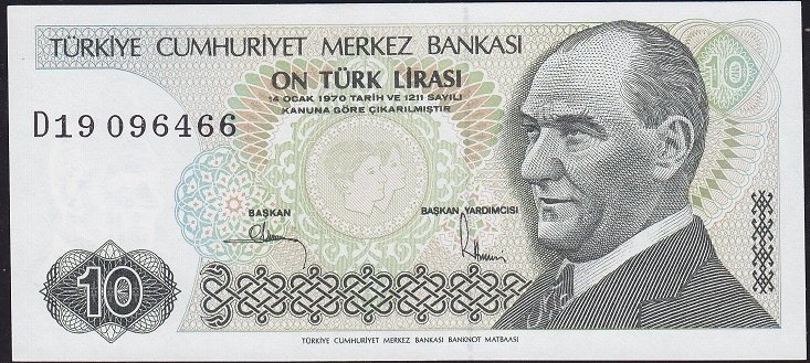 7.Emisyon 2.Tertip 10 Lira D19 096466 Çil