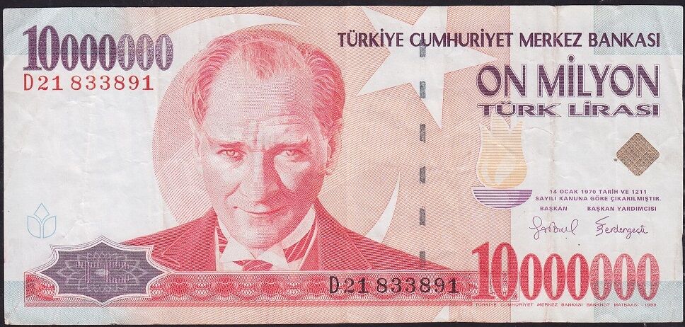 7.Emisyon 10 000 000 Lira D21 833891 Çok Temiz