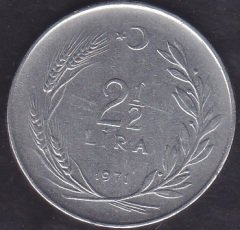 1971 Yılı 2.5 Lira Çok Temiz (Düz)