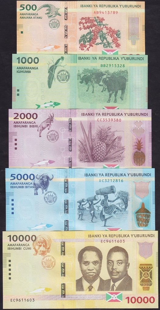 BURUNDİ 500- 1000 - 2000 - 5000 - 10000 FRANK 2015 SET ÇİL