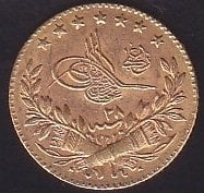 1293 / 28 ABDULHAMİD 25 KURUŞ ALTIN ( 1.8 Gram ) eski para