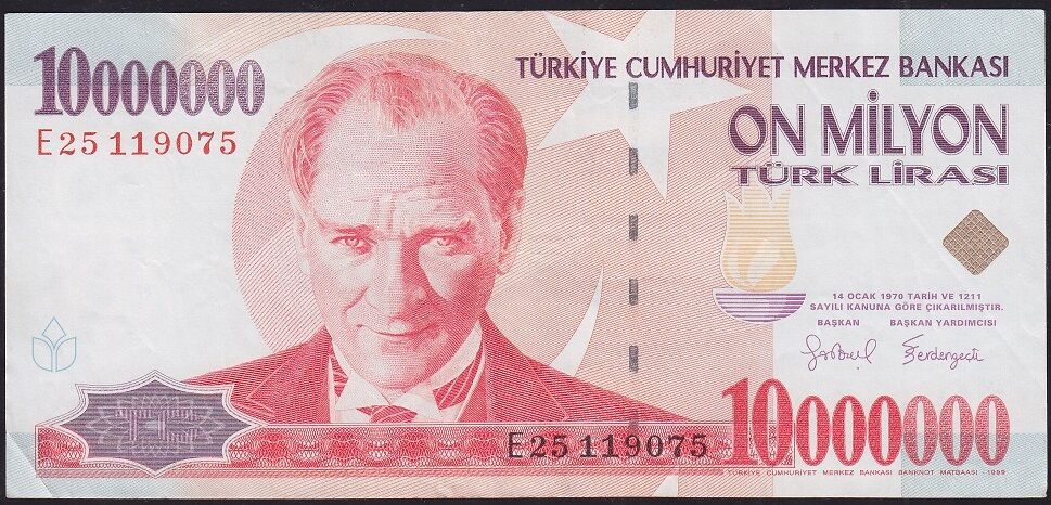 7.Emisyon 10.000.000 Lira E25 119075 Çok Temiz+