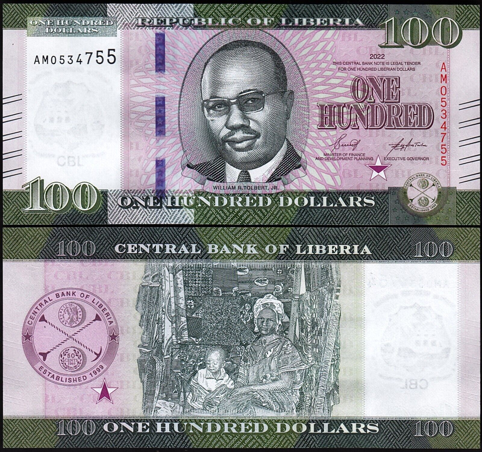 Liberia 100 Dolar 2022 Çil