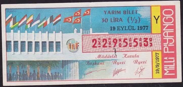 1977 19 Eylül Yarım Bilet - Y Serisi