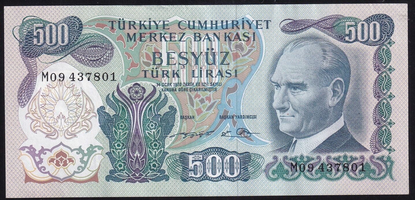 6.Emisyon 2.Tertip 500 Lira M09 437801 Ççt Çilaltı
