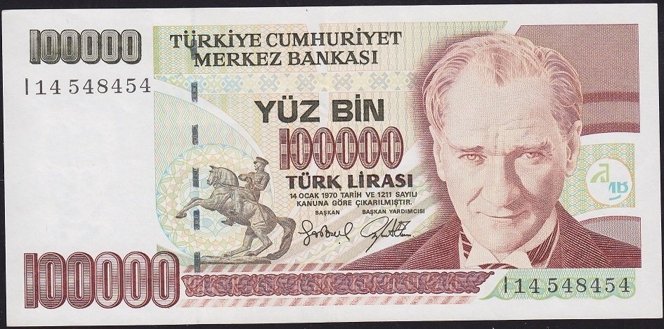7.Emisyon 3.Tertip 100000 Lira I14 548454 Ççt Çilaltı