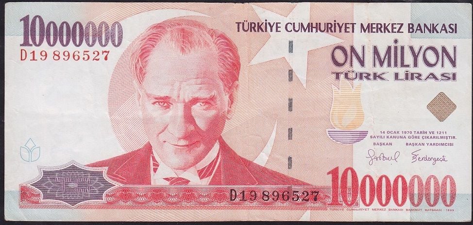 7.Emisyon 10 000 000 Lira D19 896527 Çok Temiz