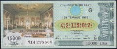 1992 29 Temmuz Çeyrek Bilet - G Serisi