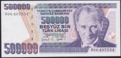 7.EMİSYON 4.TERTİP 500000 LİRA H06 407534 ÇİLALTI eski kağıt para alan yerler