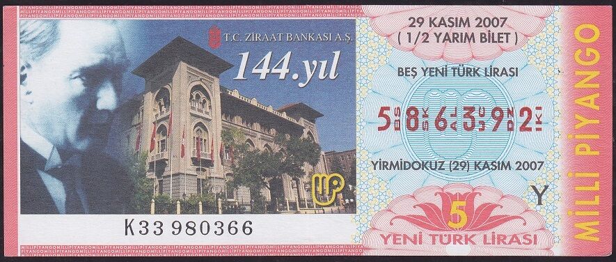 2007 29 Kasım Yarım Bilet - Y Serisi