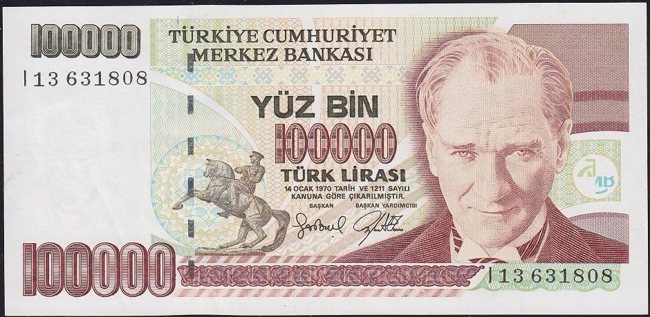 7.Emisyon 3.Tertip 100000 Lira I13 631808 Ççt Çilaltı
