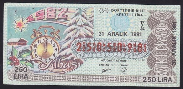 1981 31 ARALIK ÇEYREK BİLET - K SERİSİ