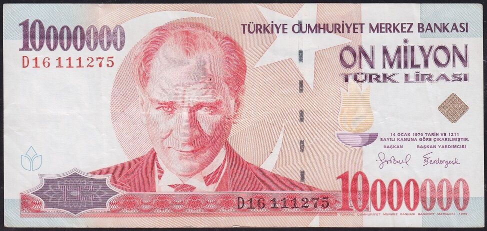 7.Emisyon 10 000 000 Lira D16 111275 Çok Temiz+