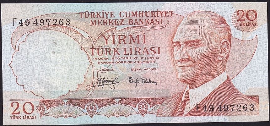 6.Emisyon 3.Tertip 20 Lira F49 497263 Çilaltı Çil