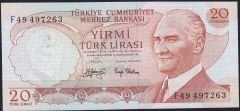 6.Emisyon 3.Tertip 20 Lira F49 497263 Çilaltı Çil