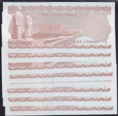 6.EMİSYON 3.TERTİP 20 LİRA G46 131461-468 ÇİLALTI ÇİL-8 ADET SERİ TAKİPLİ