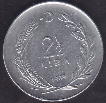 1969 Yılı 2.5 Lira Çok Temiz (Düz)
