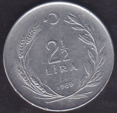 1969 Yılı 2.5 Lira Çok Temiz (Düz)