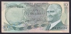 6.EMİSYON 2.TERTİP 10 LİRA J84 174334 ÇÇT +