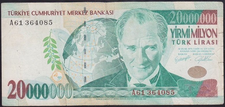 7.EMİSYON 20 000 000 LİRA A61 364085 TEMİZ
