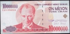 7.Emisyon 10.000.000 Lira E15 374916 Çok Çok Temiz+
