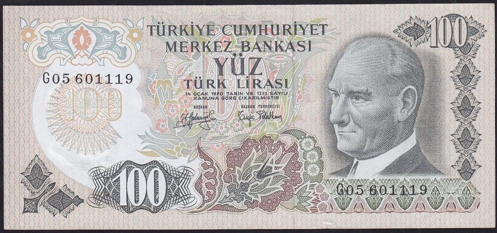 6.Emisyon 2.Tertip 100 Lira G05 601119 Çok Temiz+