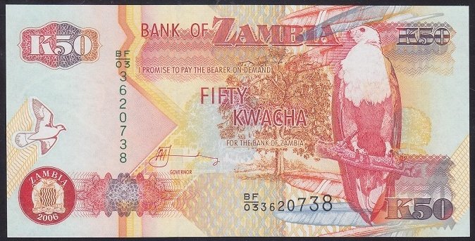 Zambia 50 Kwacha 2006 Çil Pick 37e