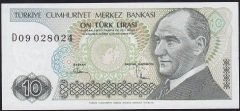 7.Emisyon 2.Tertip 10 Lira D09 028024 Ççt Çilaltı