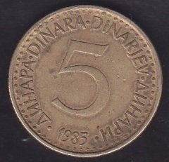 YUGOSLAVYA 5 DİNAR 1985