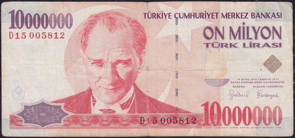 7.Emisyon 10 000 000 Lira D15 005812 Temiz