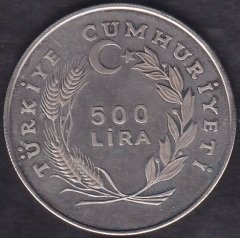 1984 Yılı 500 Lira Dünya Balıkçılık Konferansı Gümüş